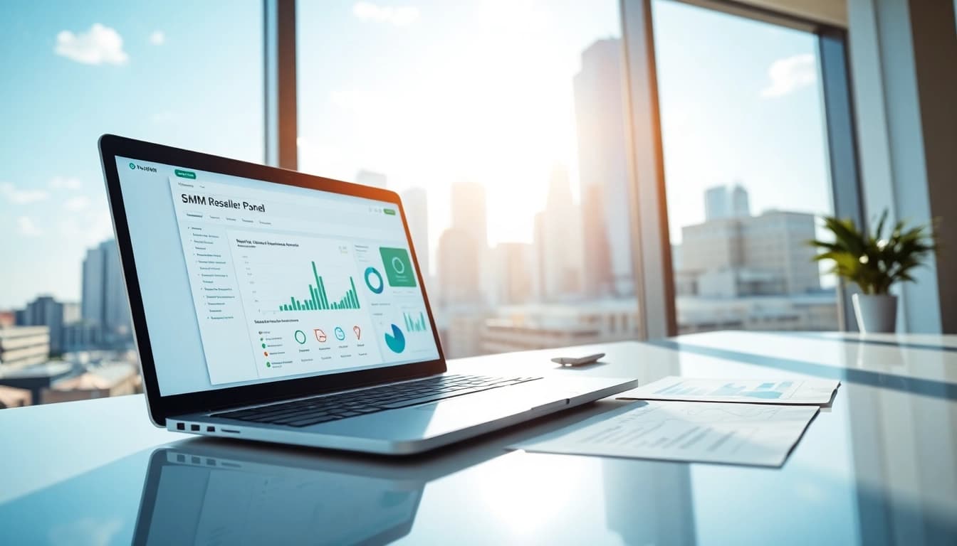 Enhance your reach with the smm reseller panel showcased in a modern workspace.