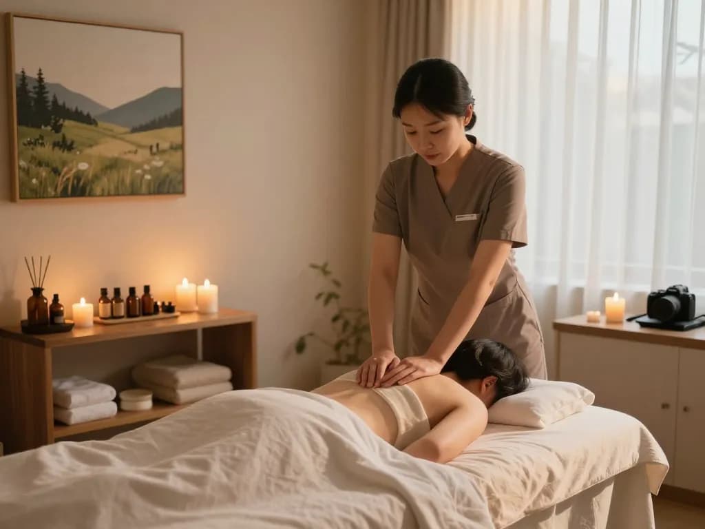 Relaxing 대구스웨디시 massage therapy room with tranquil ambiance and luxury decor.