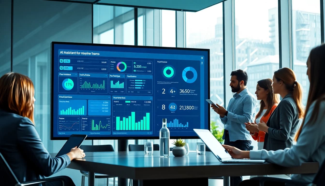 Empowering team collaboration with an ai assistant for enterprise teams in a modern conference room.