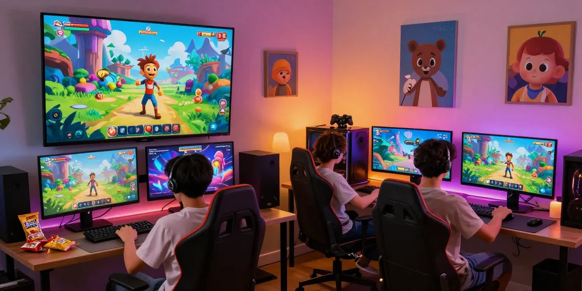 Engaging scene of animated characters in a vibrant porngame universe showcasing playful interactions and gaming excitement.