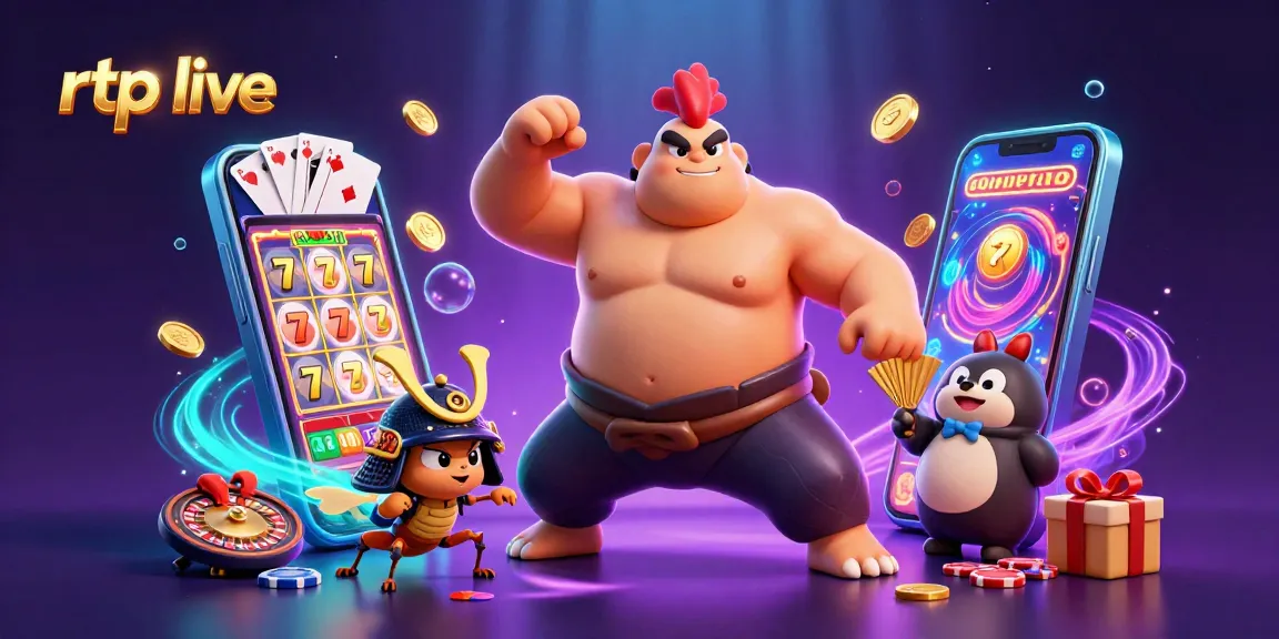 Experience thrilling rtp live gaming with captivating characters and vibrant casino elements in this detailed illustration.