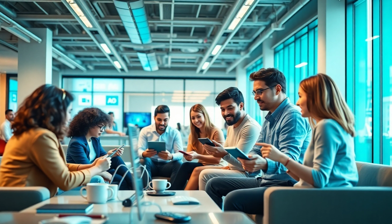 Enhance productivity with an AI assistant for enterprise teams in a vibrant office setting.