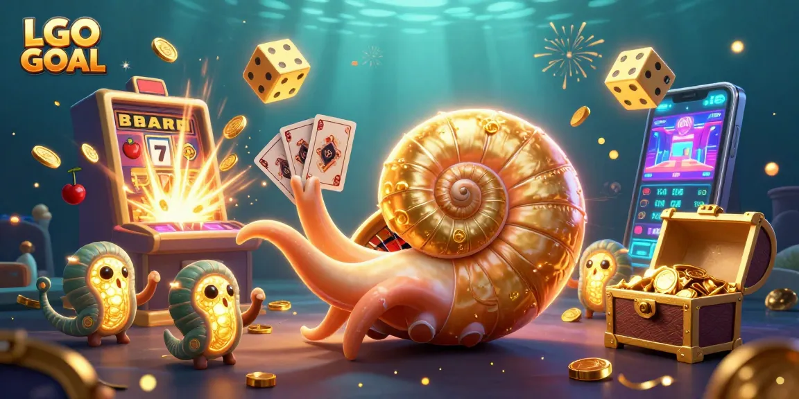 LGO GOAL showcases an ancient nautilus roulette wheel amidst a colorful casino explosion, celebrating wins.