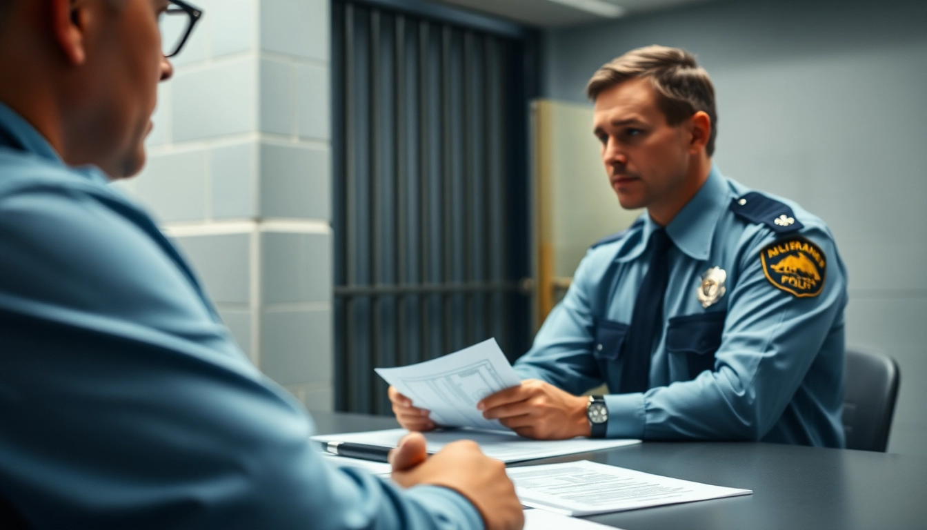 Engaging visual depicting orange county jail inmate booking information process with law enforcement.