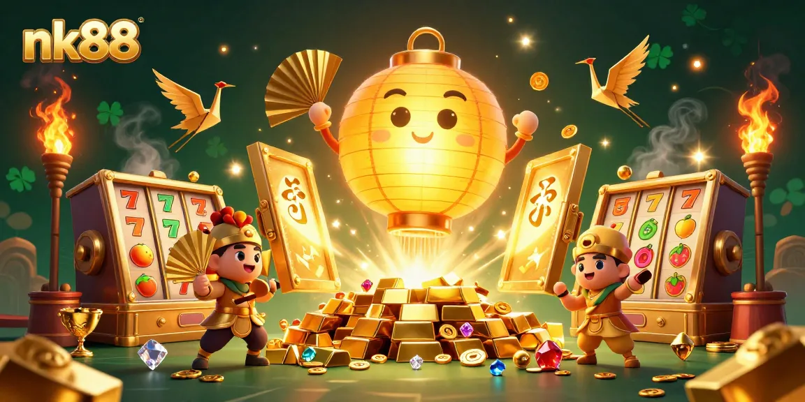 Experience the excitement of nk88 at the casino with vibrant golden elements and jackpot symbols.
