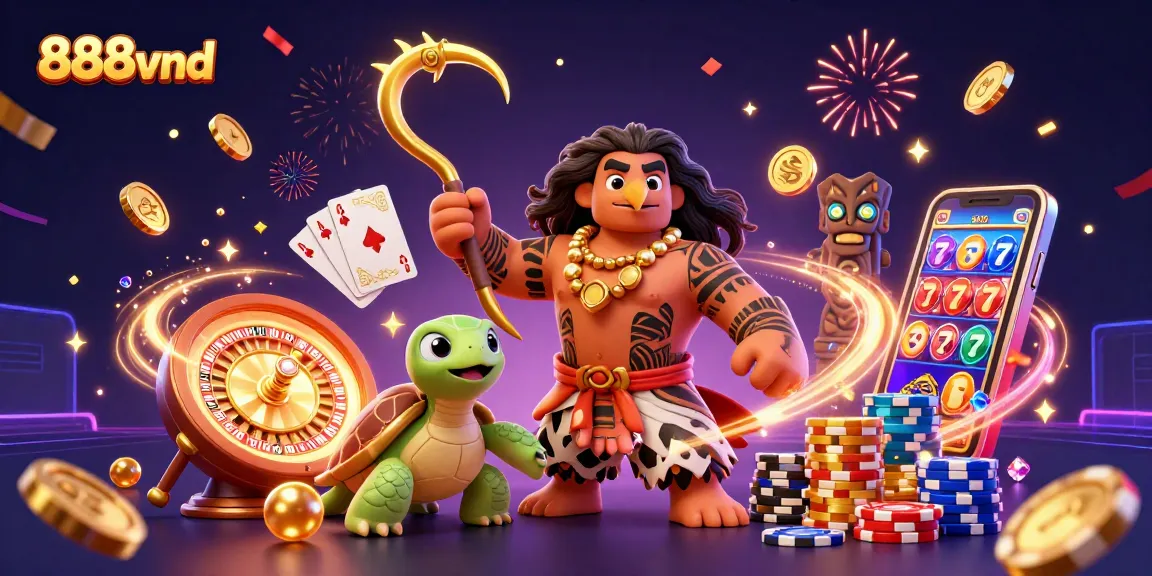 Experience thrilling wins at 888vnd with a dynamic casino scene showcasing vibrant elements.