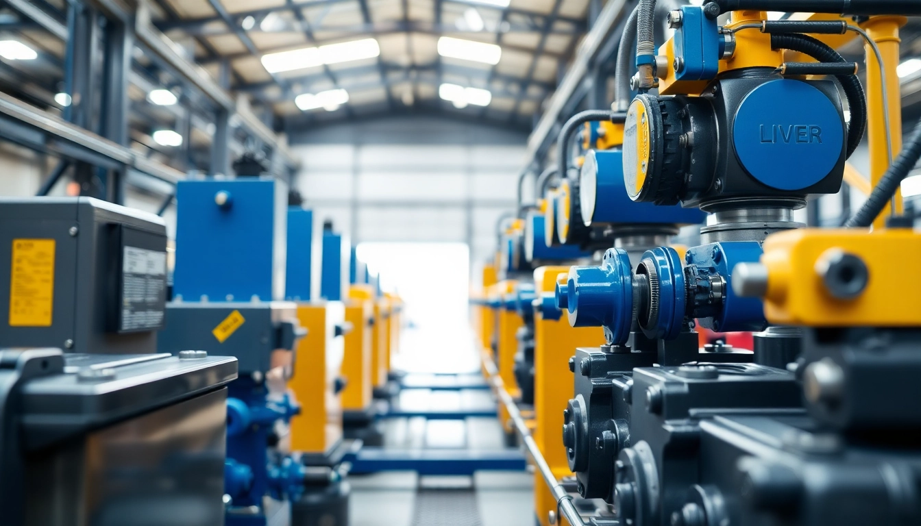 Showcasing industrial hydraulics solutions with advanced machinery in a bright workshop.