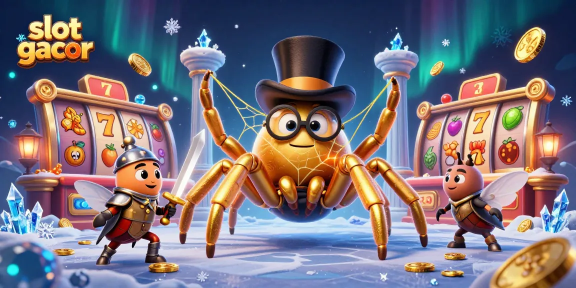 Spin the slot gacor reels with exciting golden elements and vibrant game symbols in this dynamic scene