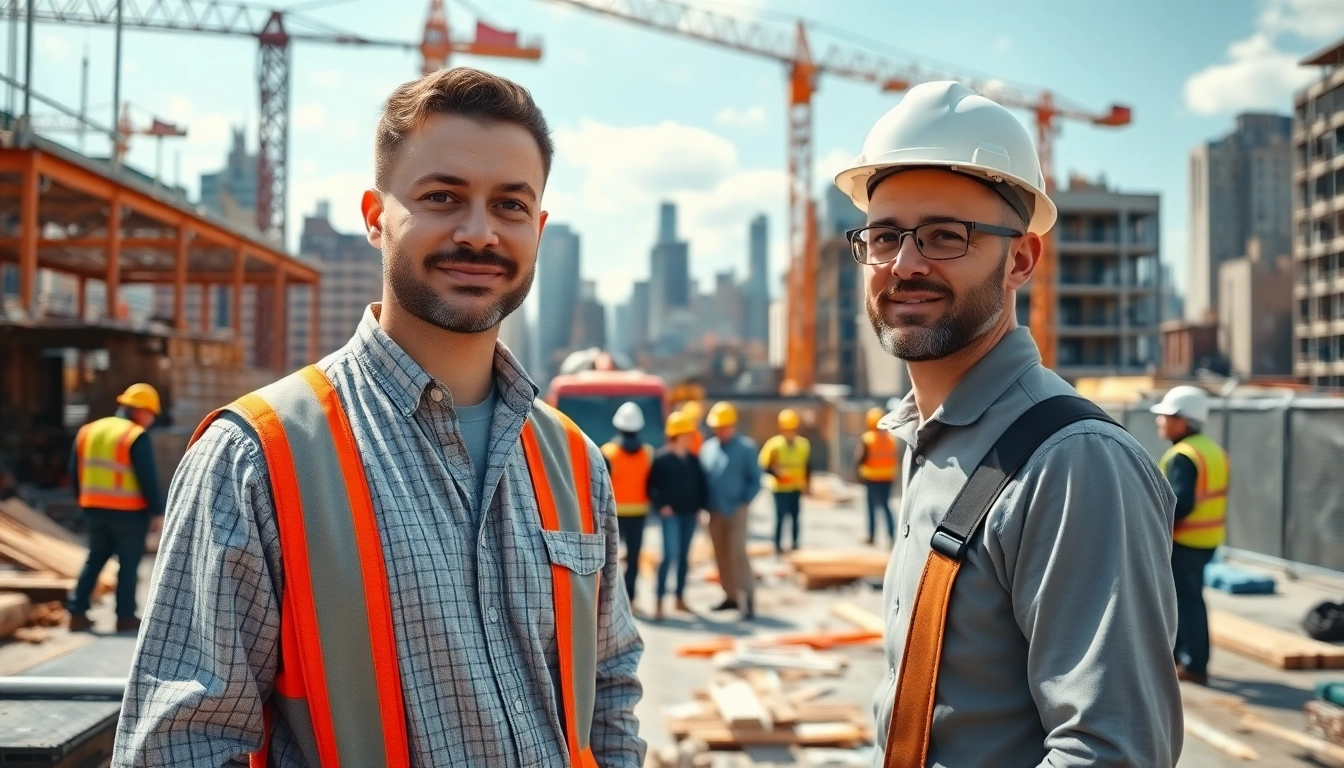 Manhattan General Contractor supervising a bustling construction site with a focused expression.