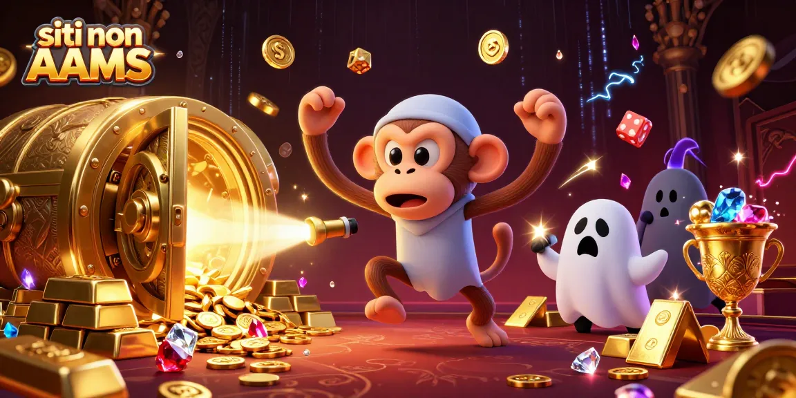 Giocando nei siti non AAMS, una simpatica scimmia poltergeist e un cucciolo esplorano un casinò incantato.