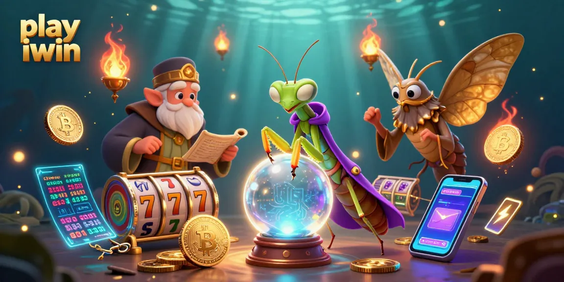 Play iwin at a mystical casino scene featuring vibrant characters and rich gaming elements.