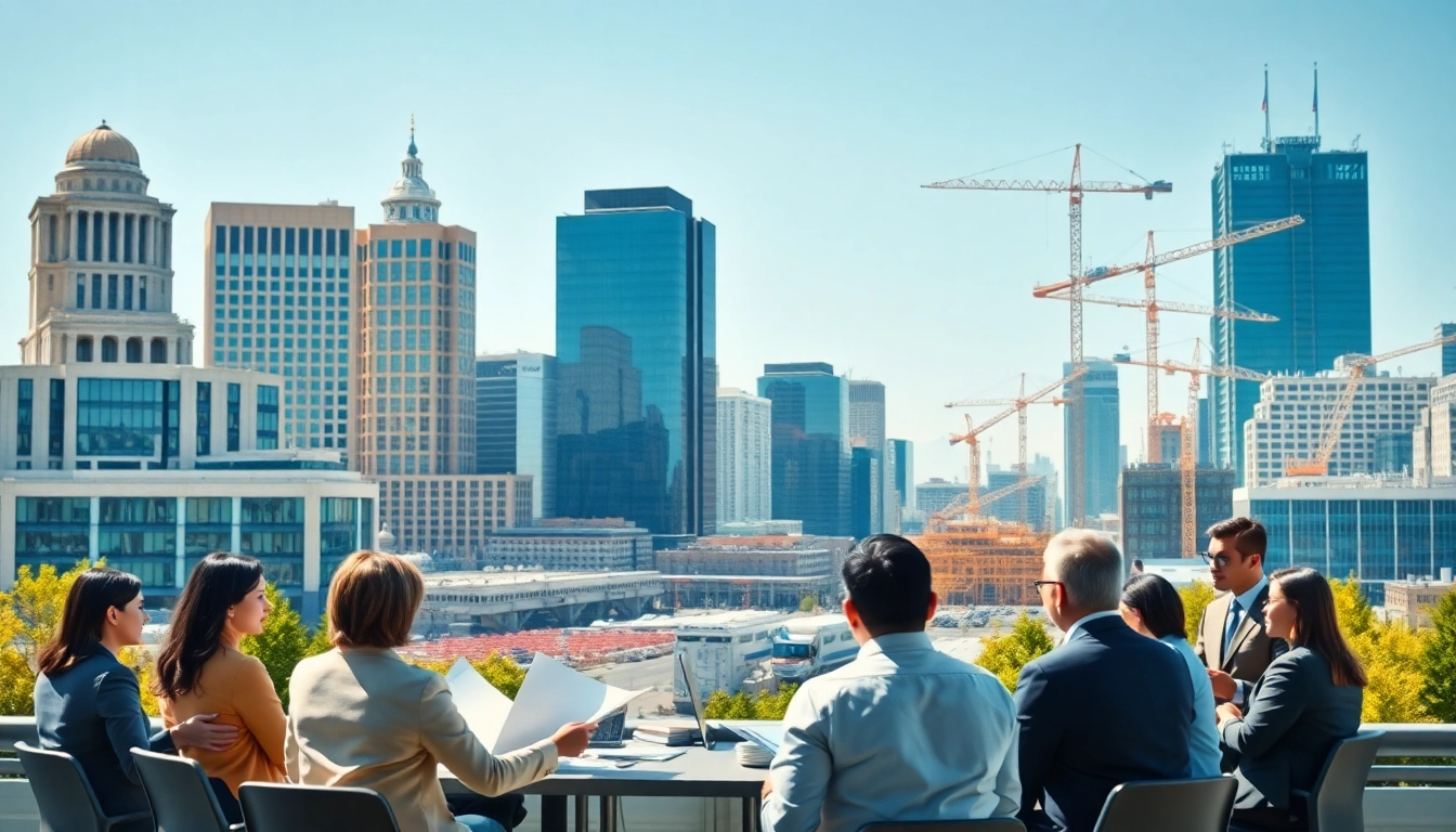Visual representation of Public-Private Partnerships in urban development with professionals collaborating.