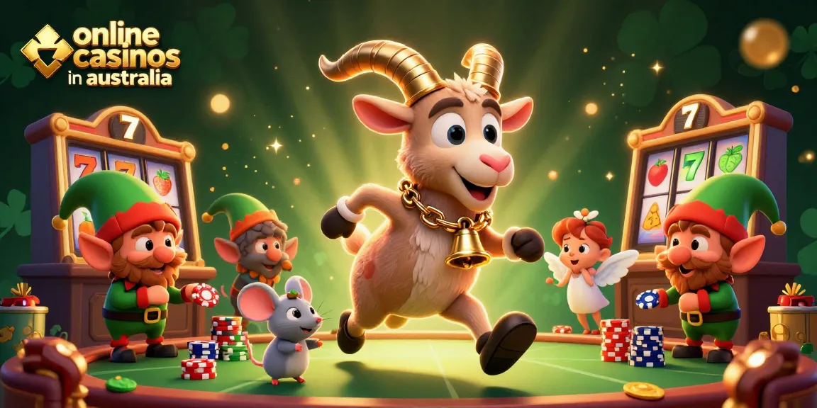 Engage with online casinos in australia featuring a spooky festive scene of characters and game elements.