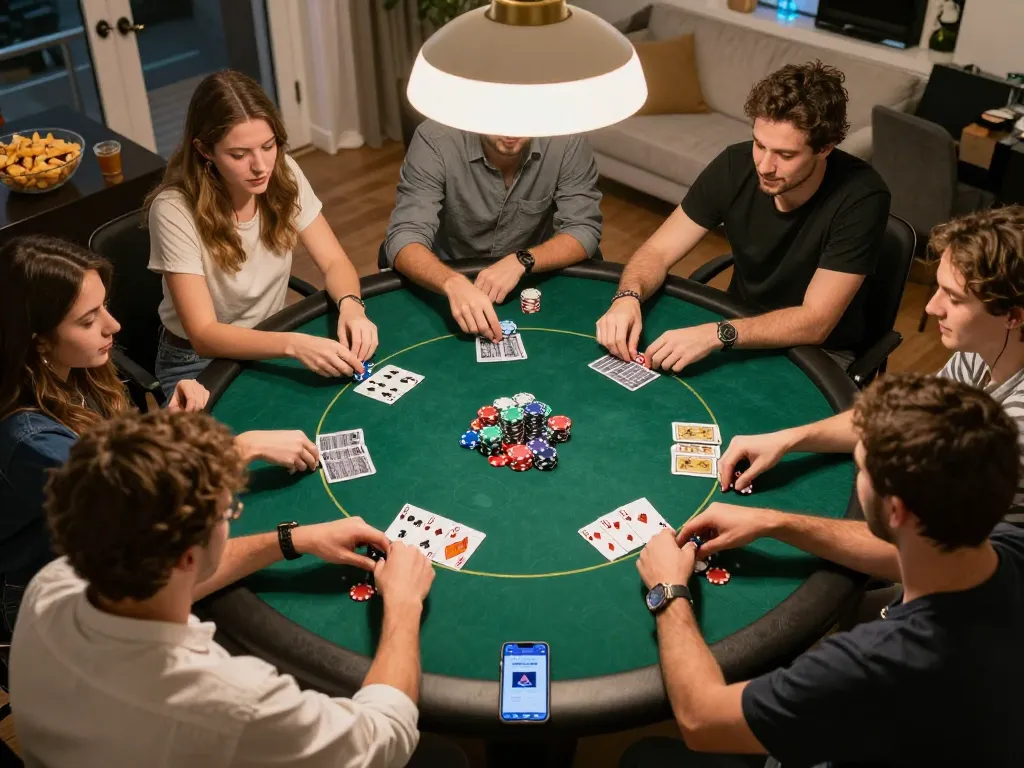 Playing poker with friends using the J188 App for an engaging night of gaming.