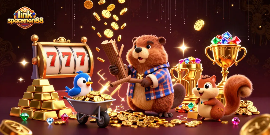 Experience massive wins at link spaceman88 with a vibrant 3D casino illustration featuring playful characters.