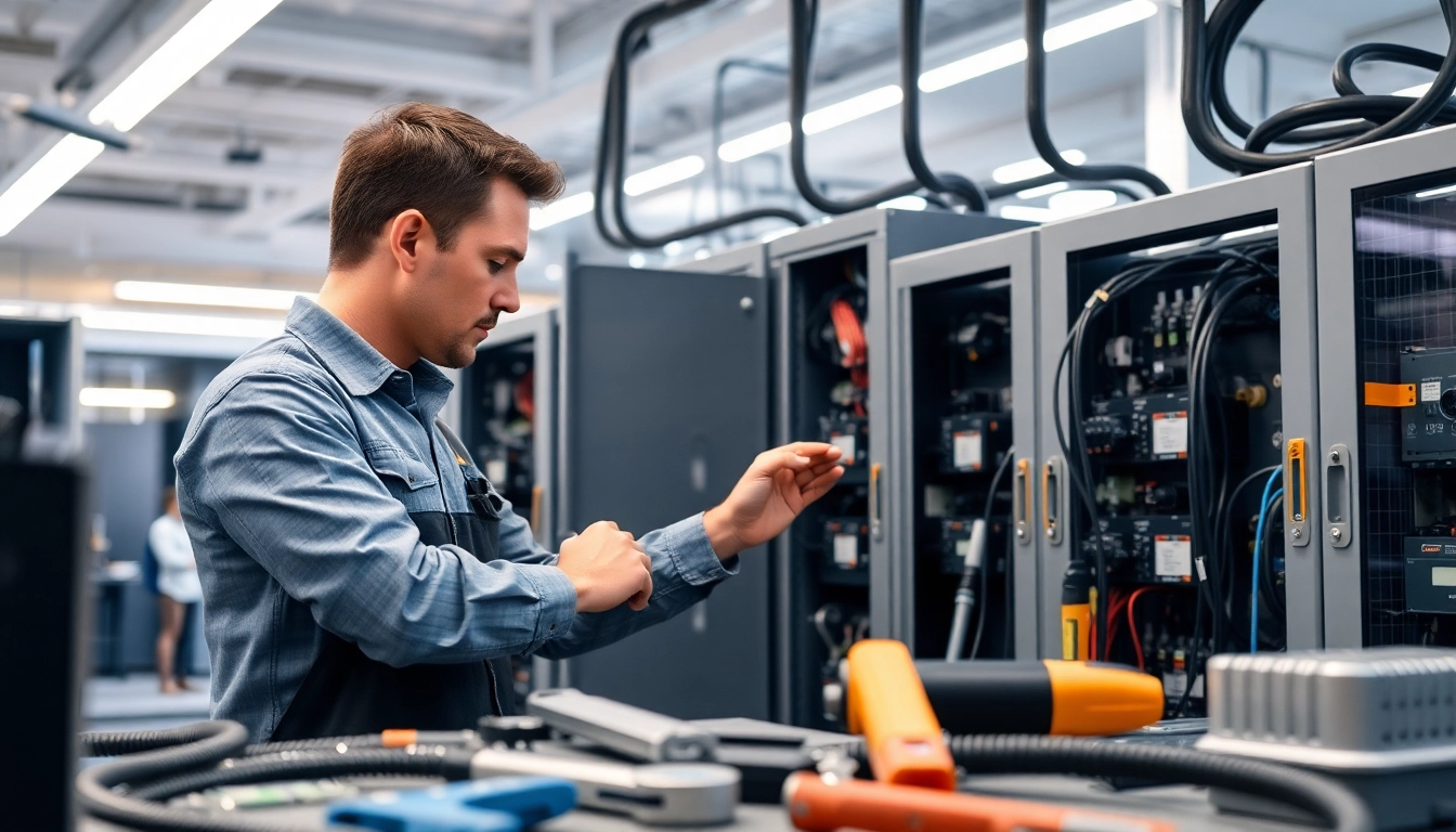 Commercial electrical maintenance technician examining electrical systems for safety and efficiency.