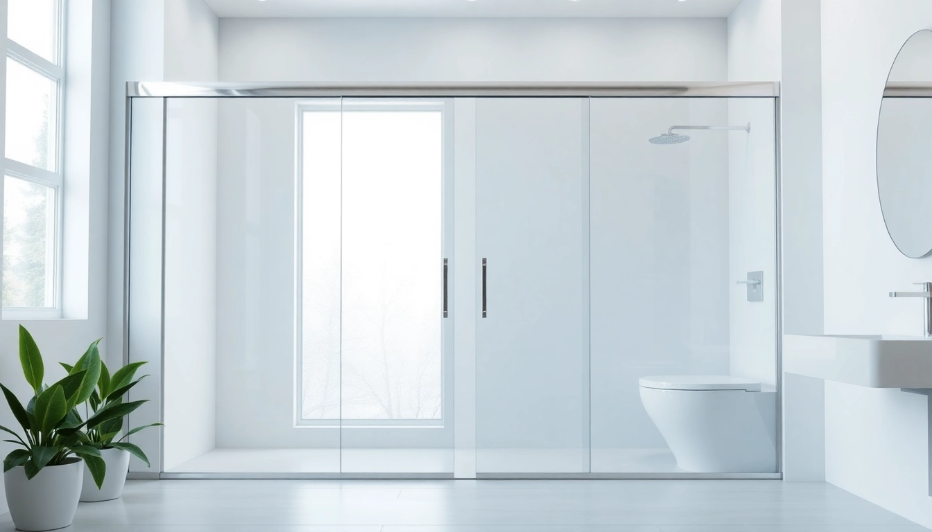 Stylish sliding shower doors in a modern bathroom setting, showcasing elegance and functionality.