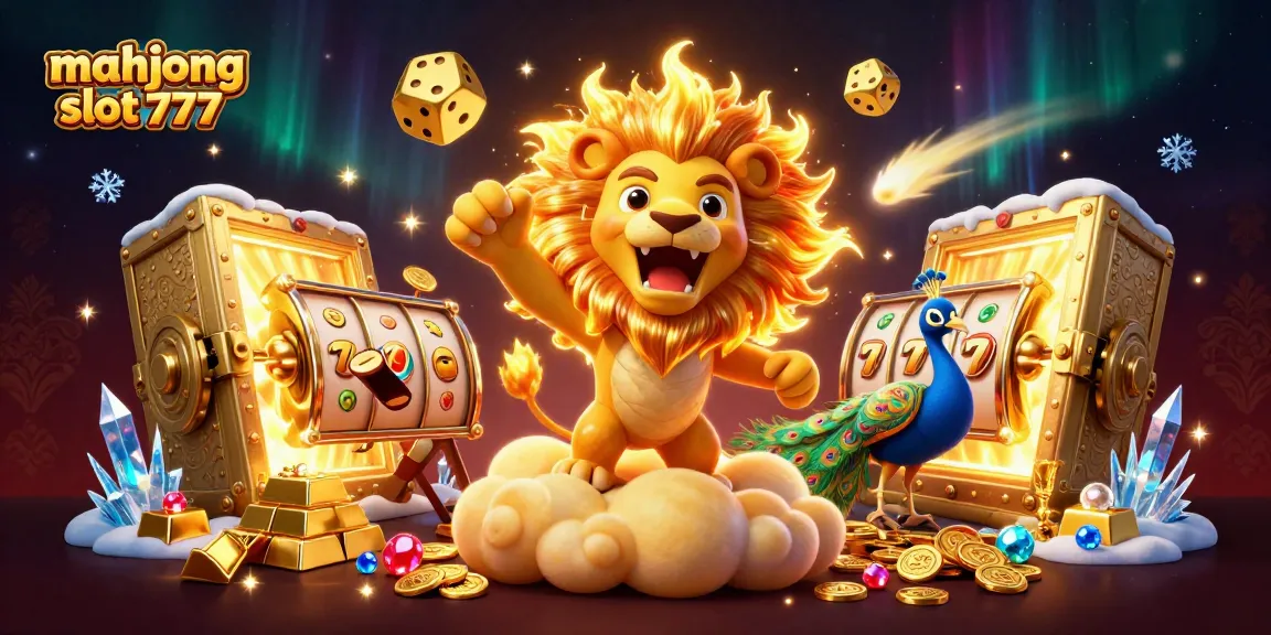 Spin the mahjong slot 777 reels in a vibrant casino scene with dazzling treasures.