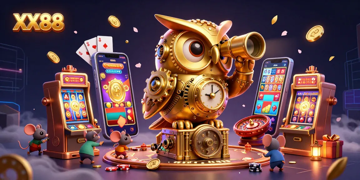 Experience the thrill of XX88 with vibrant gaming characters and dynamic casino action in a detailed illustration.