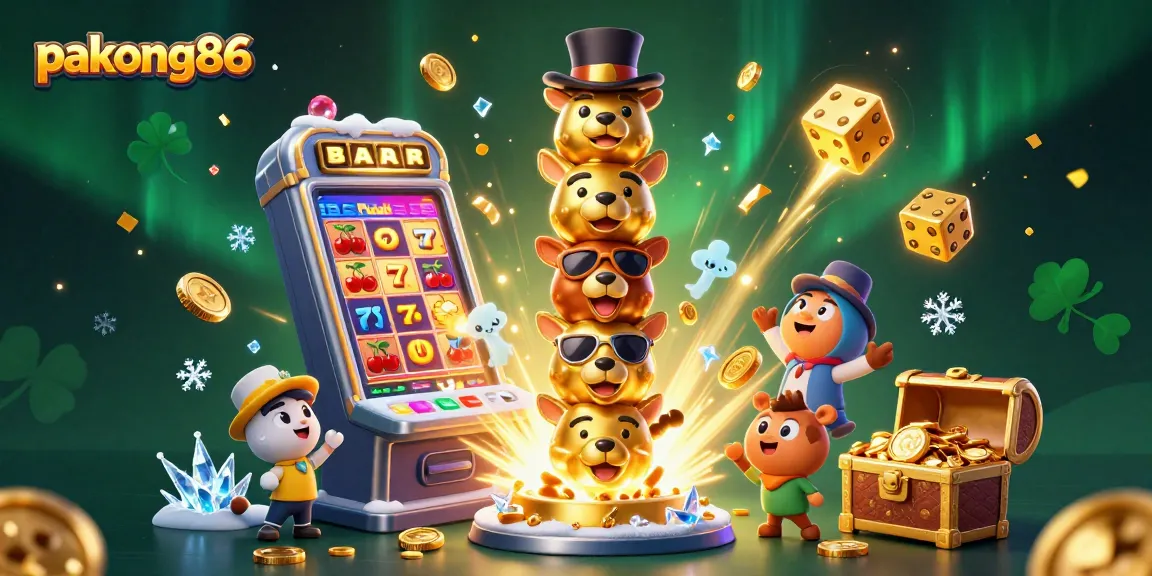 Experience the excitement of pakong86 with animated casino elements and characters in a vibrant 3D illustration.