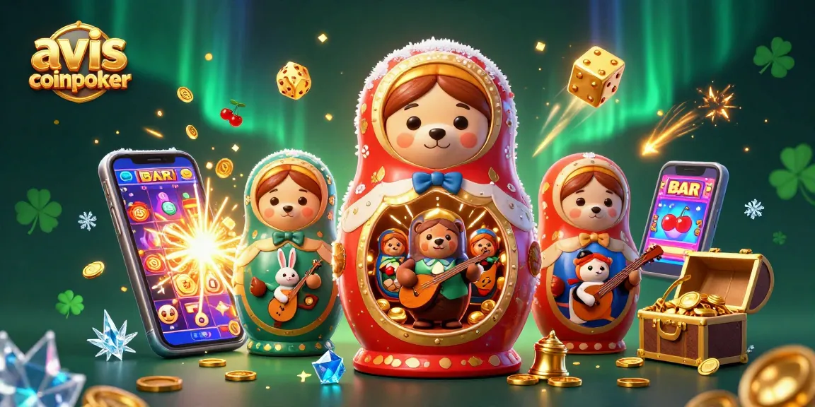 Profitez d'un avis coinpoker captivant avec des ours Matriochka et des machines à sous éclatantes.