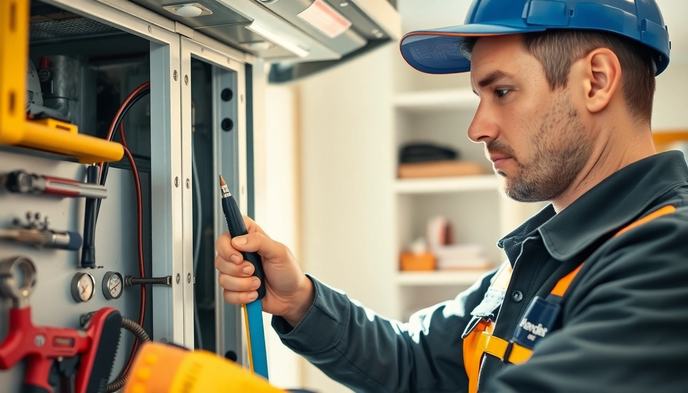 Technician delivering emergency HVAC repair service, showcasing expertise and urgency.