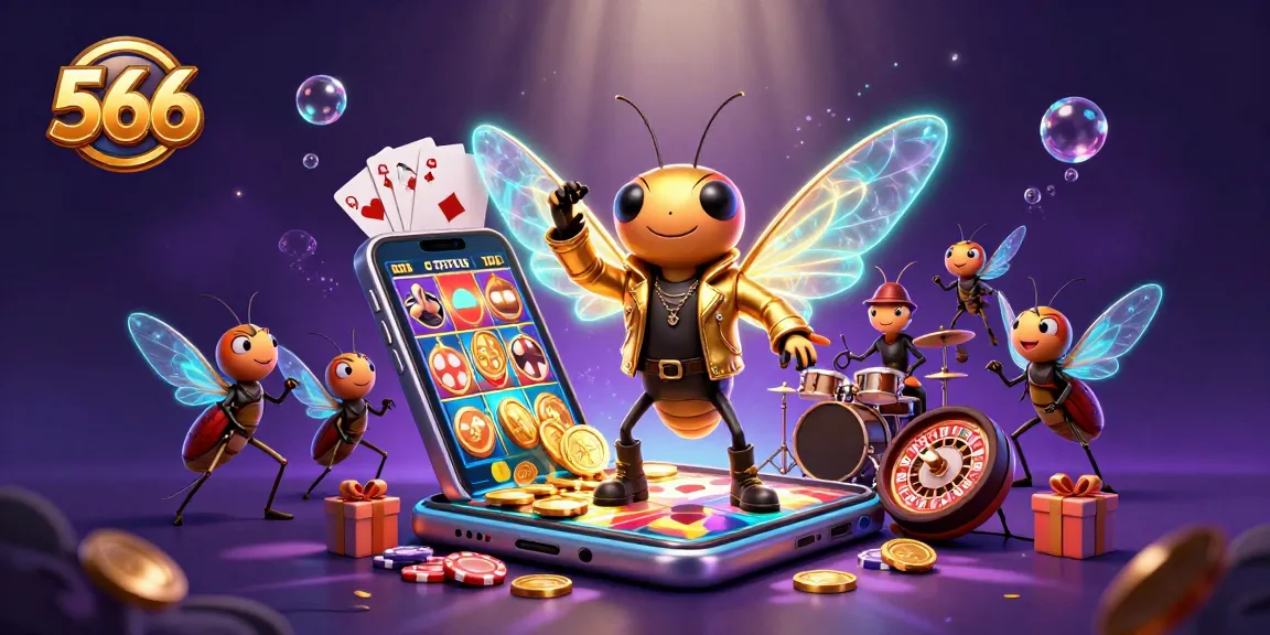 Test your luck with 566's vibrant slot games featuring a lively rock star scene.