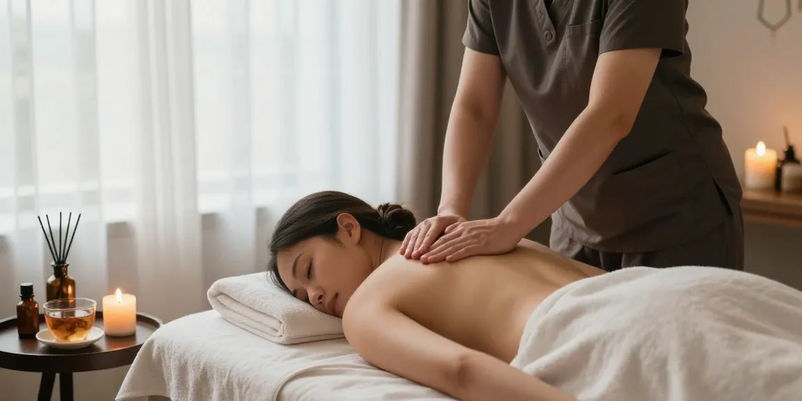 Swedish massage therapy session conveying relaxation and wellness atmosphere