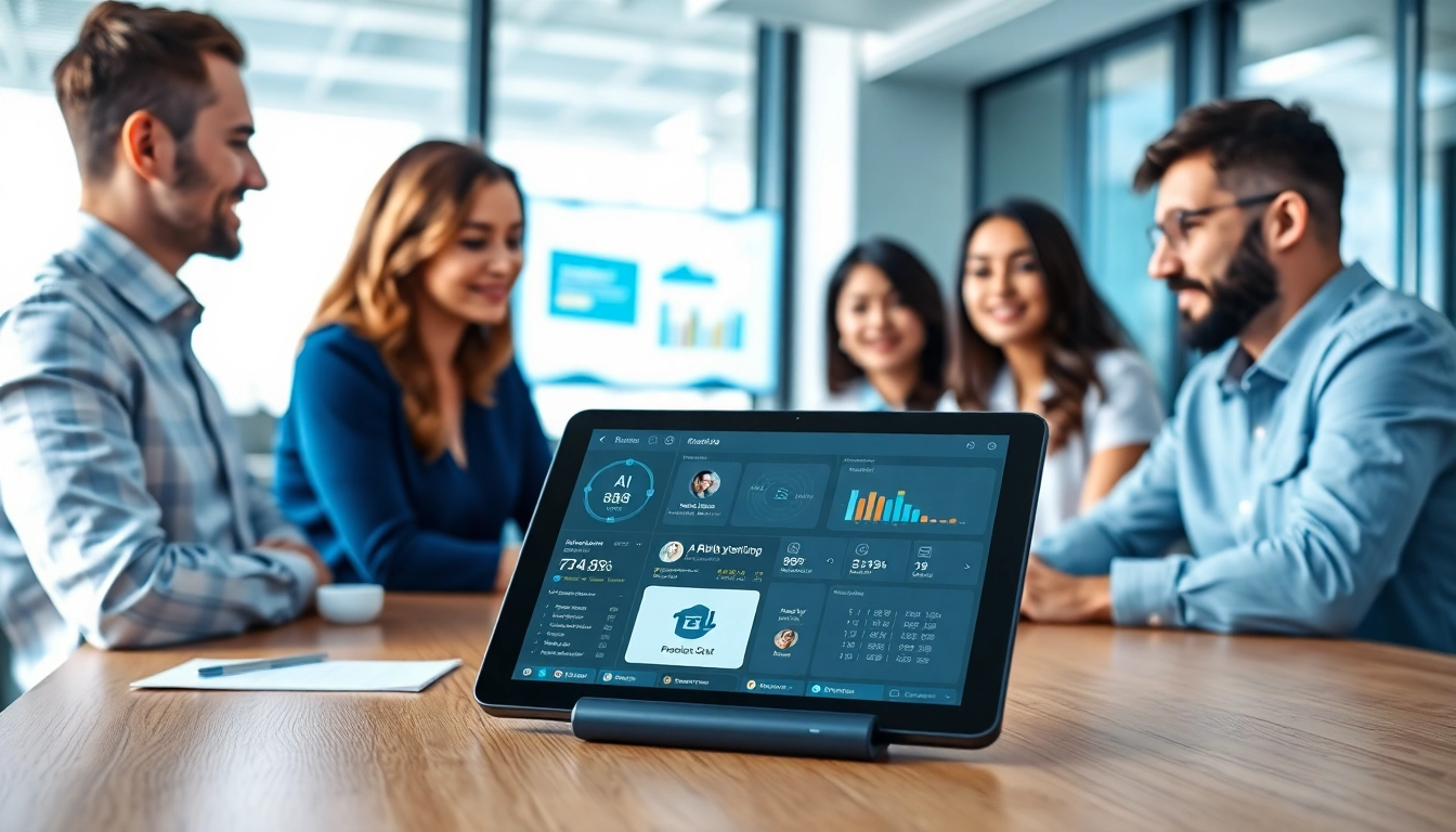 Engaging AI assistant for enterprise teams facilitating collaboration in a modern office setting.