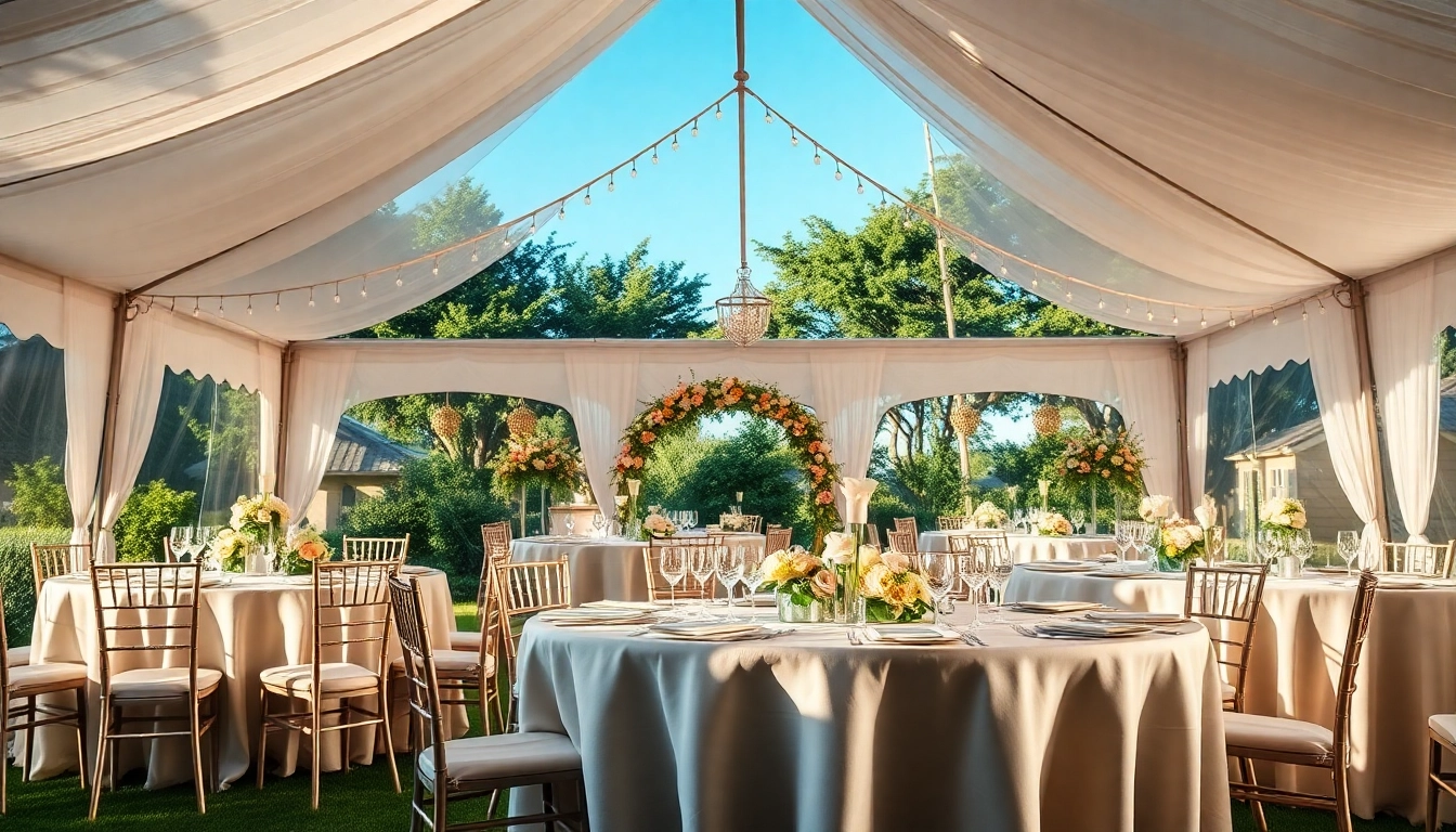 Enhance your event with Wedding Tent Chair & Table Rentals in an elegant outdoor setting.