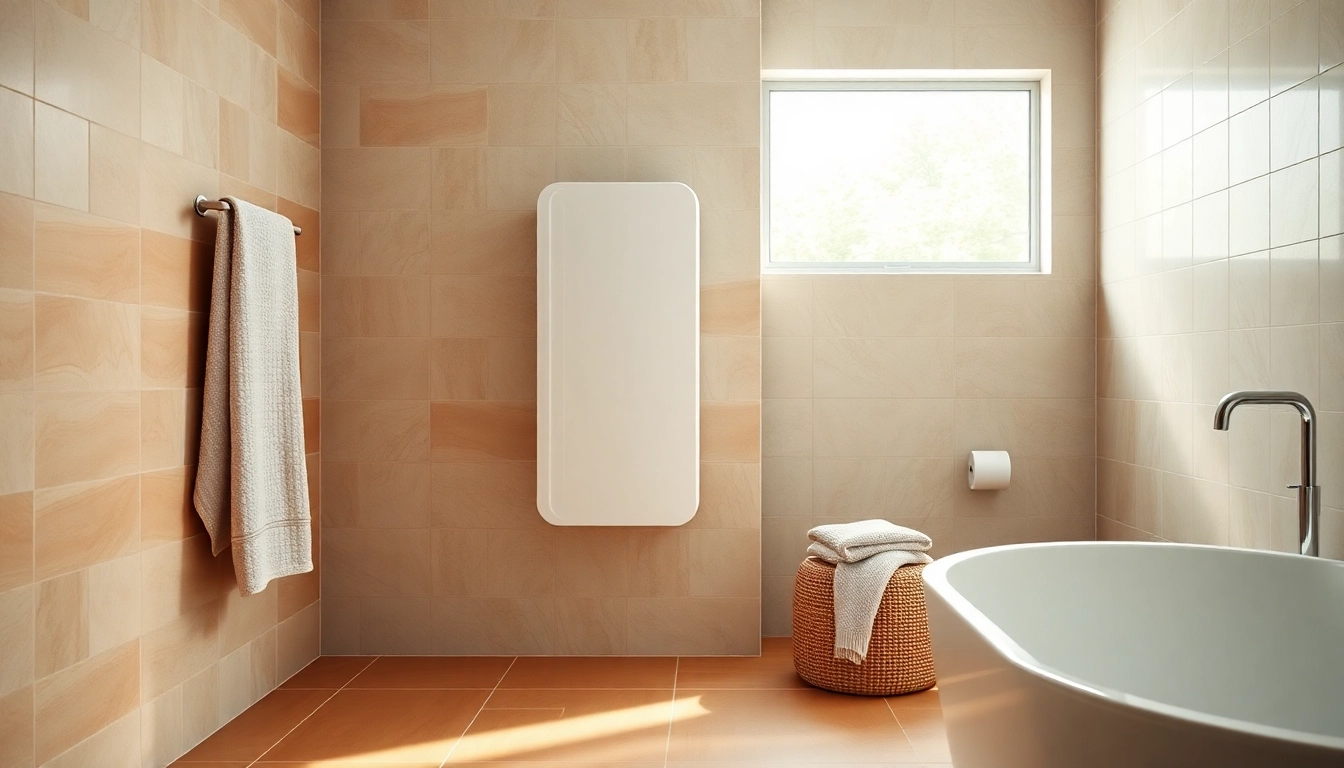 Heizkörper kaufen in elegantem Badezimmer mit modernem Design und natürlichem Licht.