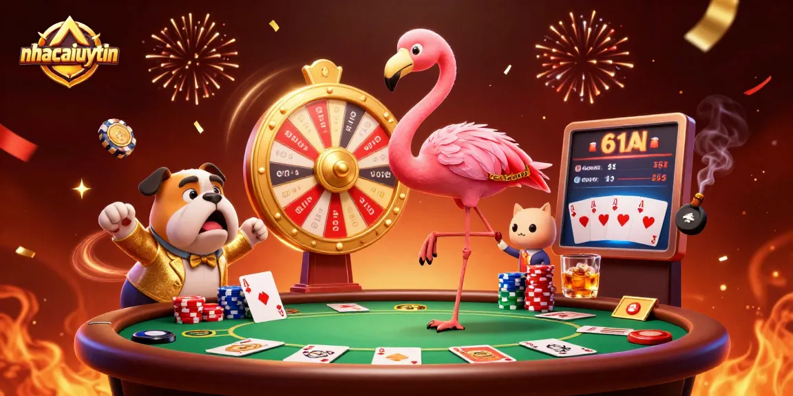 Engage with exciting visuals at nhacaiuytin showcasing a vibrant game show scene with lively casino elements.
