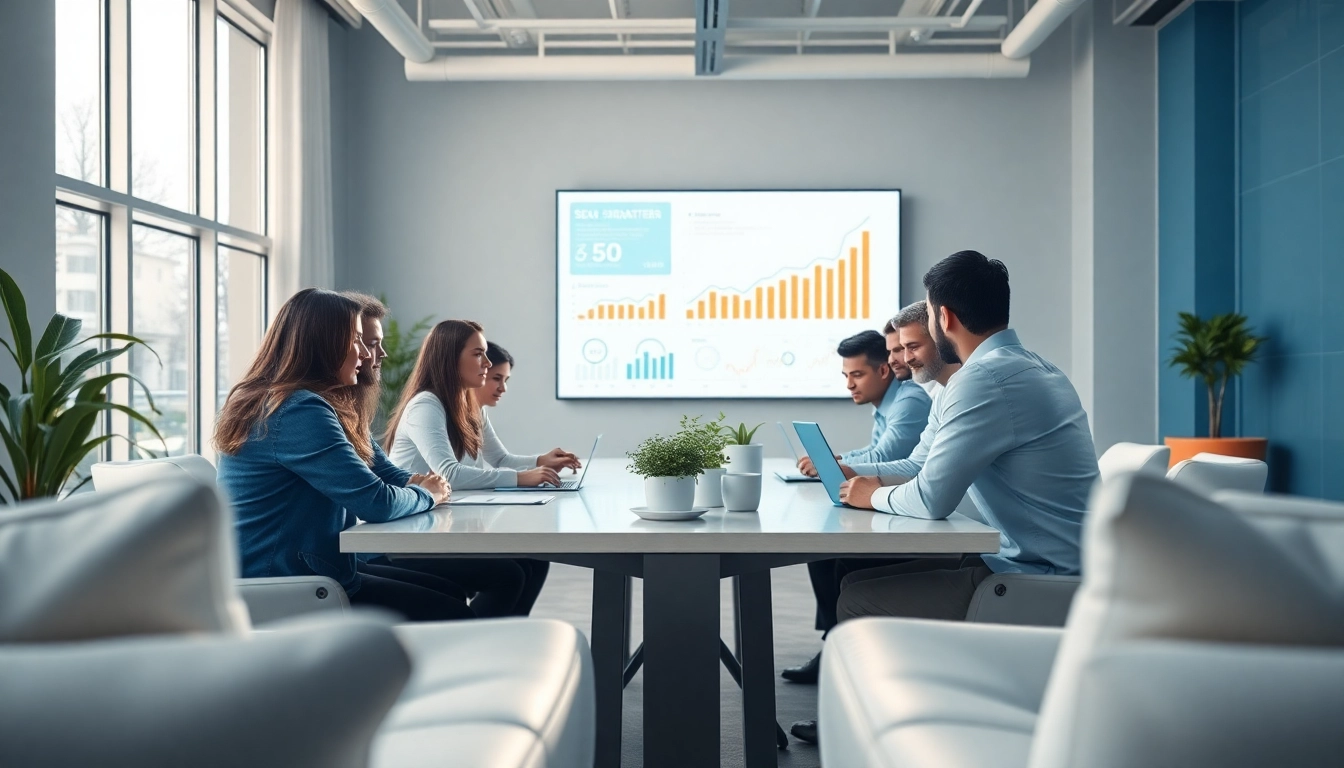 SEO Agency Clearwater team strategizing in a modern office setting.