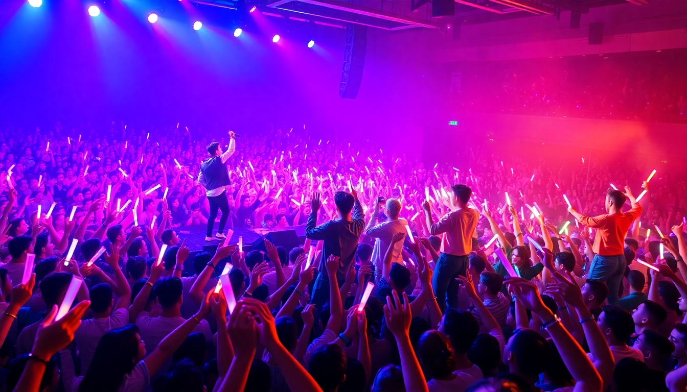Fans celebrating during a BTS concert, showcasing live moments of bts news.