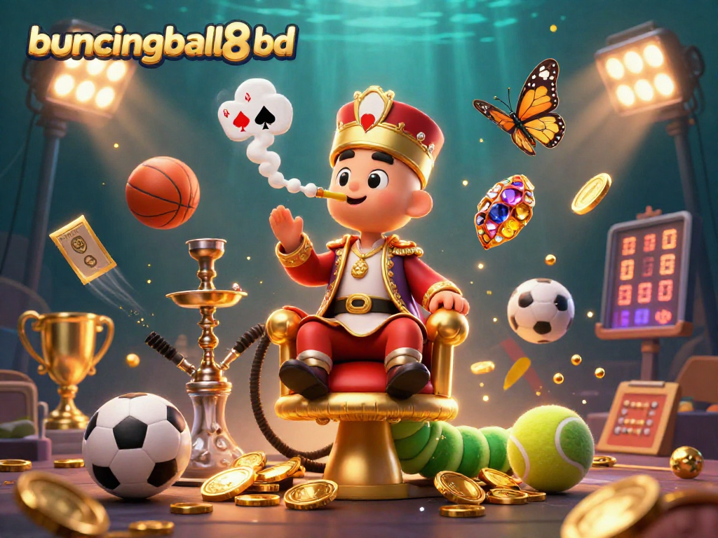 Experience the thrill of bouncingball8 bd with a unique 3D casino adventure illustration.