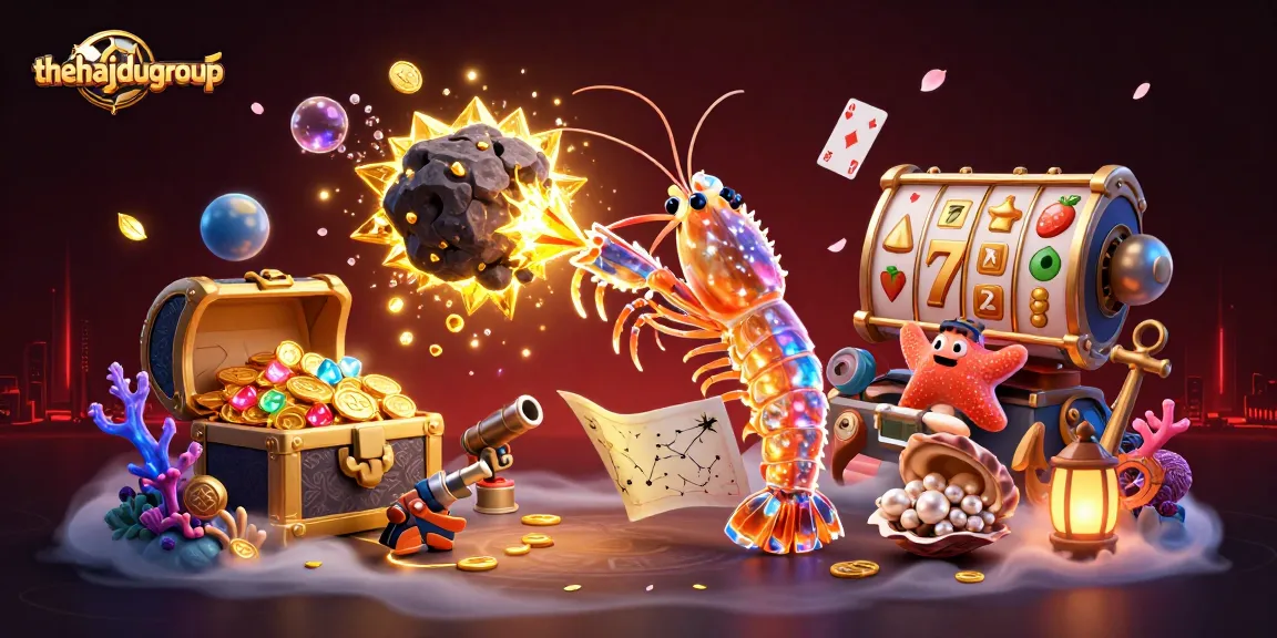 Thehajdugroup showcases a vibrant cosmic scene capturing a galactic samurai mantis shrimp striking an asteroid for gold coins.