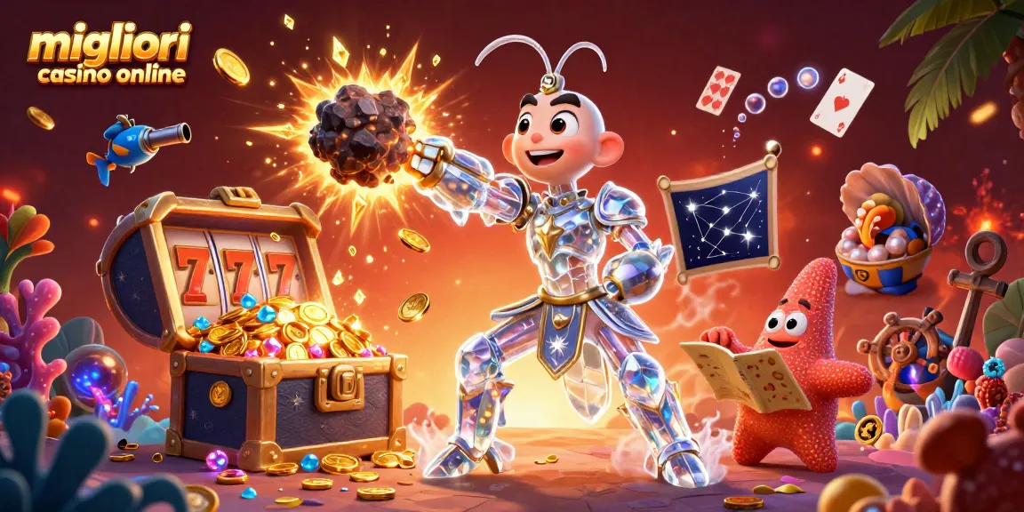 Scopri i migliori casino online mentre una mantide gamberetto galattica distrugge asteroidi esplodendo in gemme.