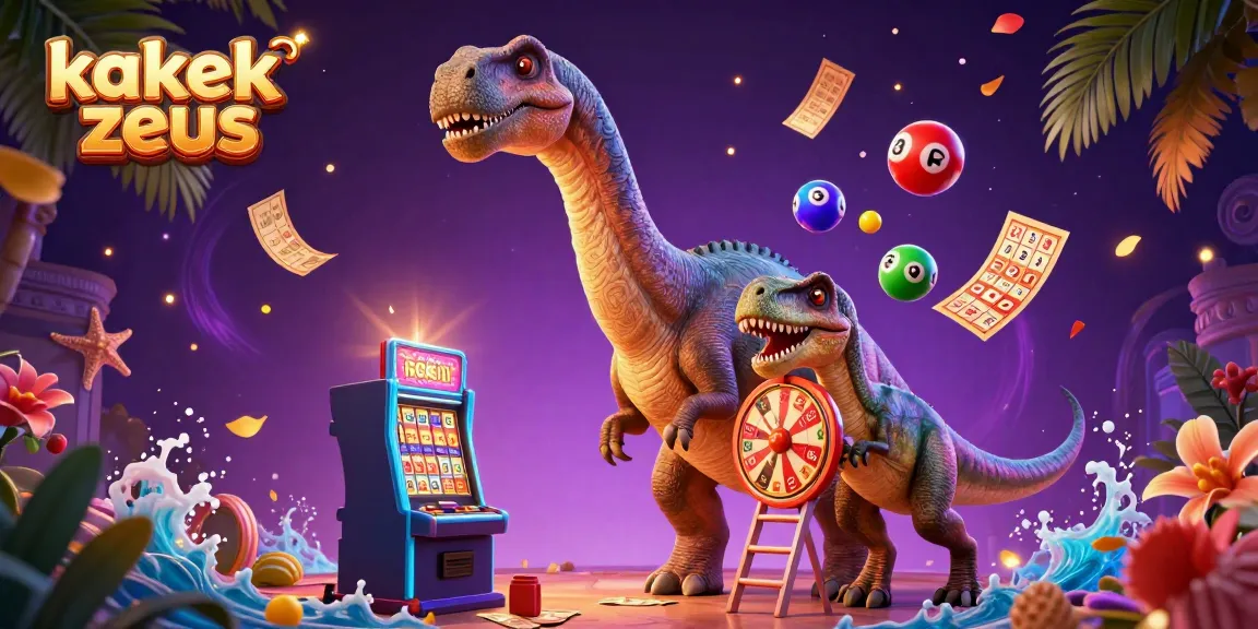 Experience the thrill of kakek zeus in this vibrant 3D casino scene featuring dynamic gaming elements.