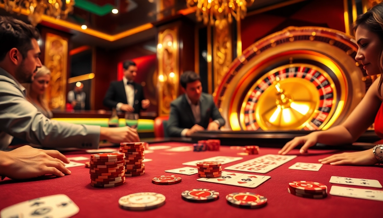 Experience luxury gambling excitement at https://thabets.it.com/ with a poker game featuring vibrant chips and cards.