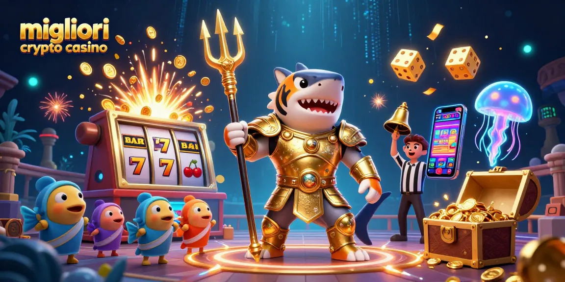 Scopri i migliori crypto casino con una scena vivace di giochi e un pesce tigre in azione