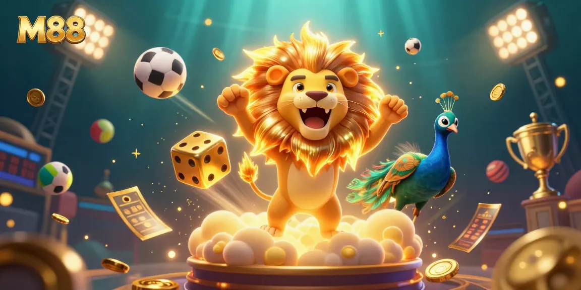 Join the fun at M88 with a vibrant, dynamic online casino scene featuring exciting sports elements.