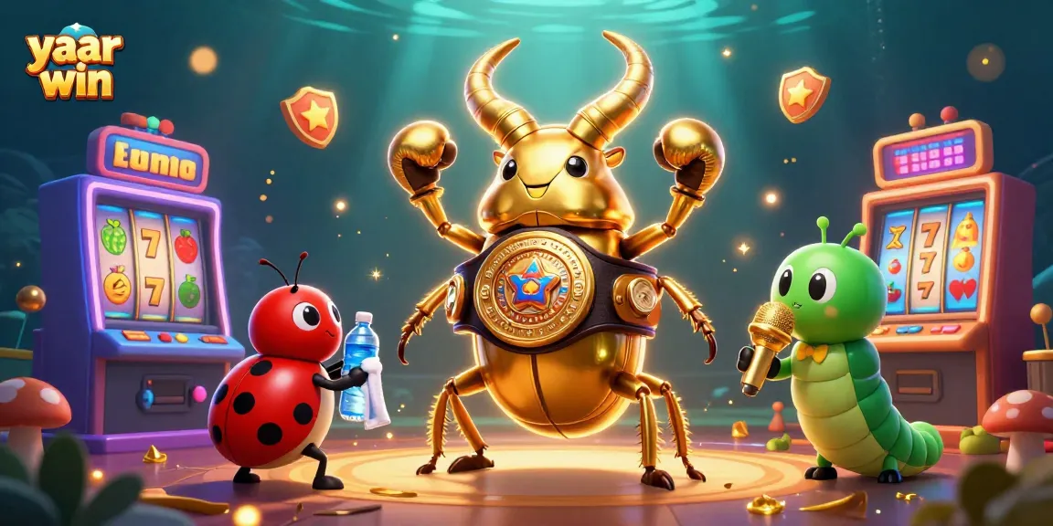 Engage with yaar win through exciting slot games featuring a golden stag beetle champion.