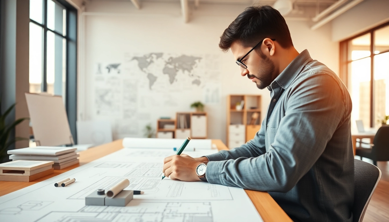 Enhance your project with expert architectural design services showcasing a vibrant workplace.