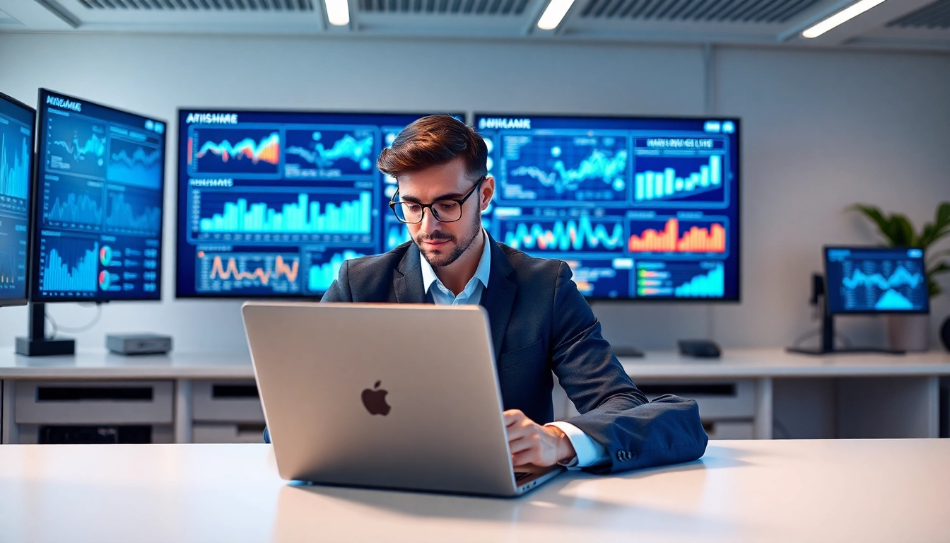 Analyze AI for competitor analysis with a professional at a data-rich workplace.