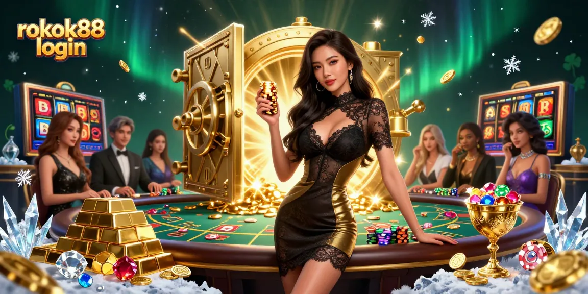 Experience elite gambling with rokok88 login, showcasing vibrant 3D casino luxury illustrations.