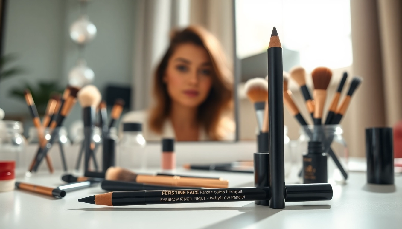 Apply eyebrow pencil light brown for a flawless makeup look in a vibrant and stylish setting.