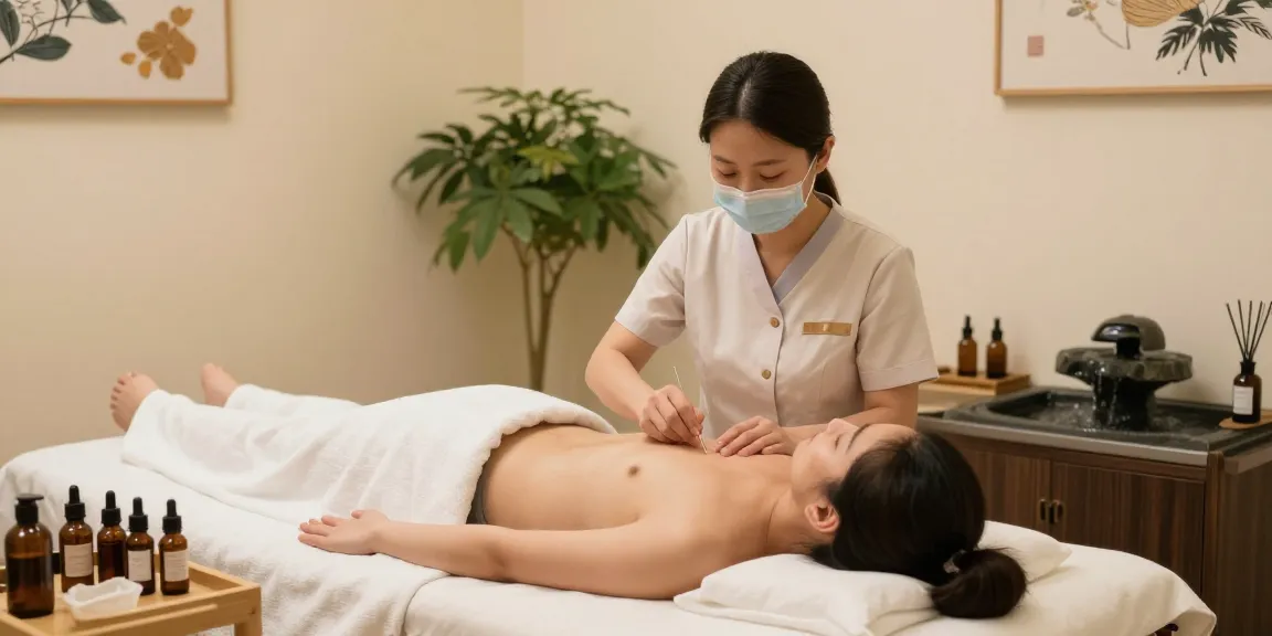 수원한의원 professional acupuncturist providing gentle treatment in a calming wellness clinic setting