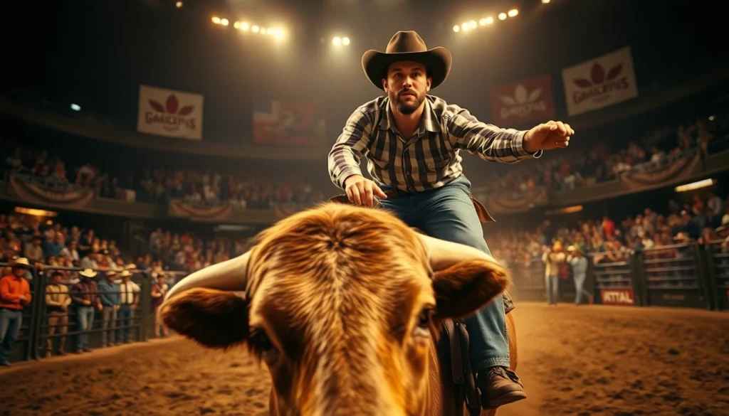Experience the thrill of Chance Freeman riding a bull in an electrifying rodeo scene.