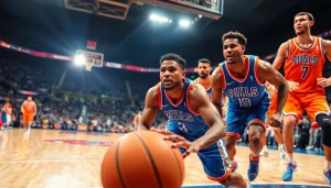 nba중계의 흥미로운 농구 경기 장면을 보여주는 이미지