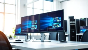 Interact with Virtual Desktop Infrastructure (VDI) in a modern workspace showcasing efficiency